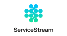 ServiceStream logo featuring a geometric design of blue and green circles forming a hexagonal shape above the company name "ServiceStream" in bold black letters.