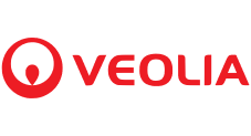 The image shows the Veolia logo with a red circular emblem on the left and the word "VEOLIA" in bold red capital letters on the right, all on a transparent background.